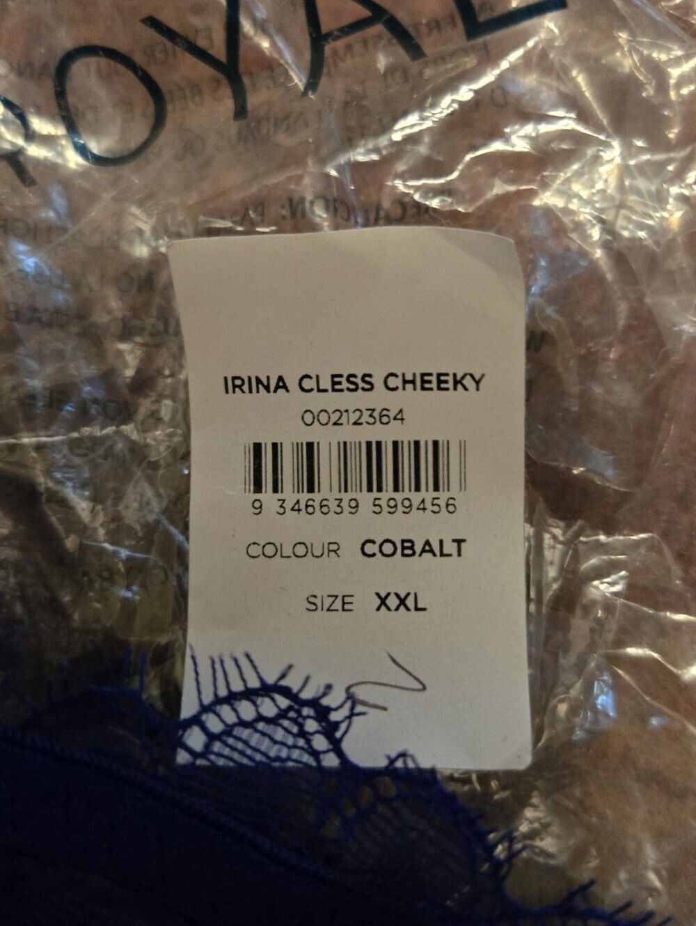 New! Fox & Royal Irina Cless Cheeky Sheer Lingerie No Crotch Size XXL Royal Blue - Picture 4 of 8
